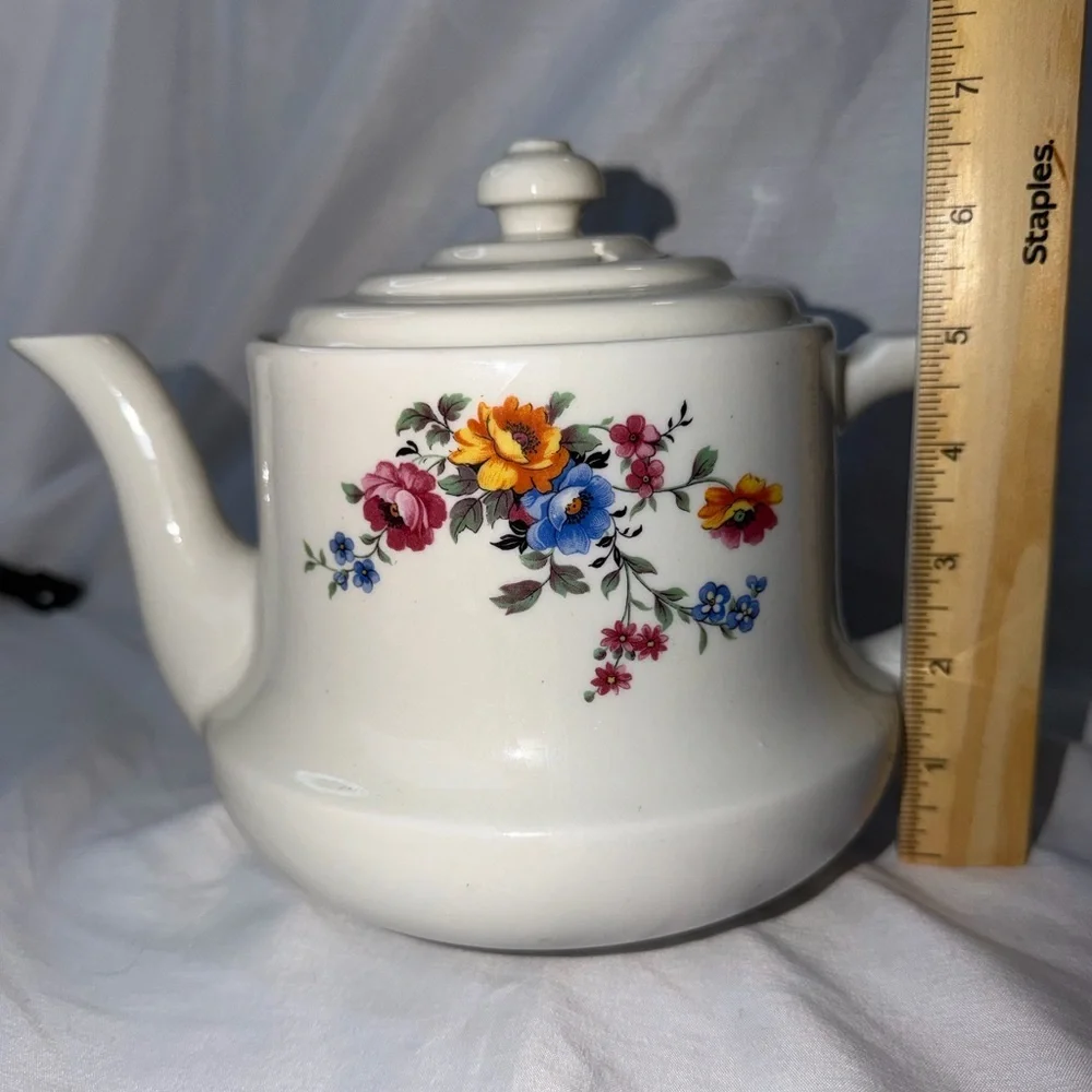 Vintage Drip-O-lator Ceramic Coffee/Teapot - Enterprise Aluminum Co. - Floral